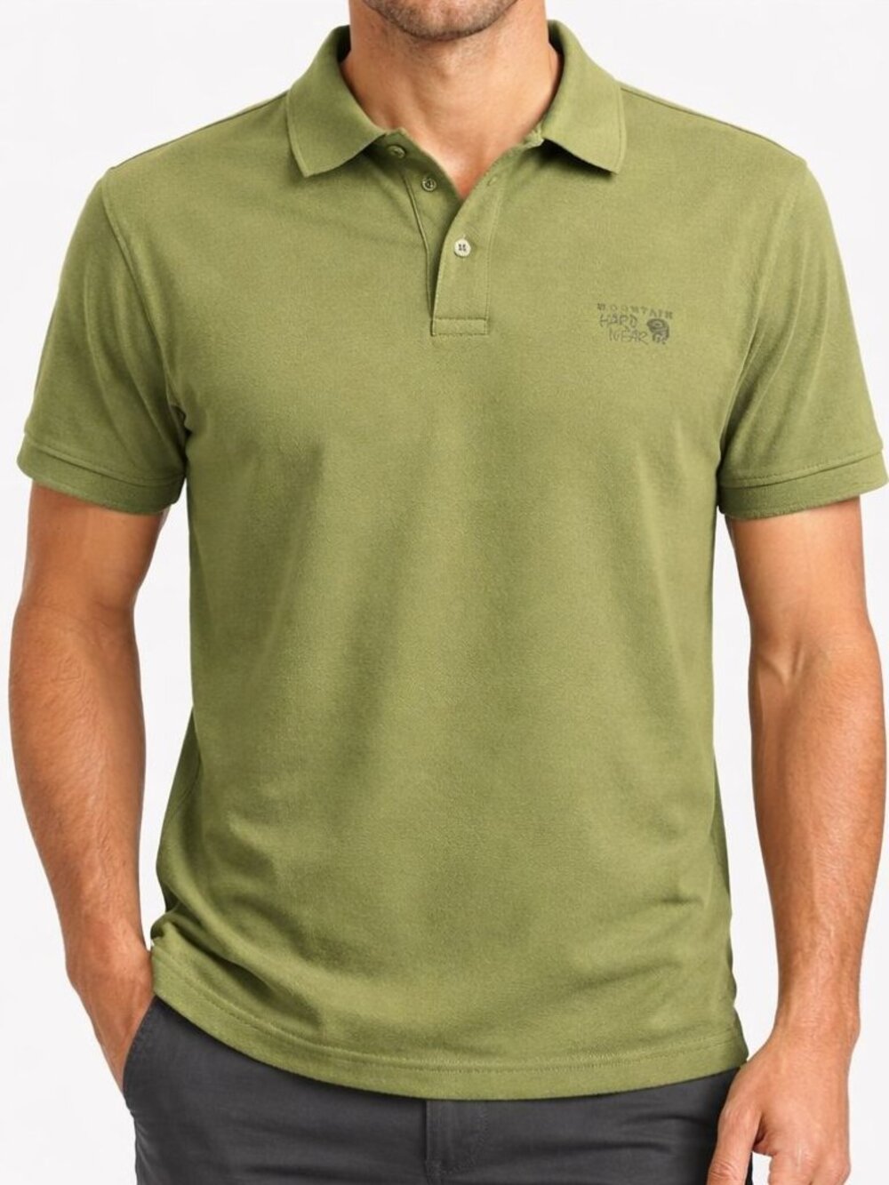 Mountain Hardwear Mens Polo Shirt Green Short Sleeve Performance Golf Hiking
